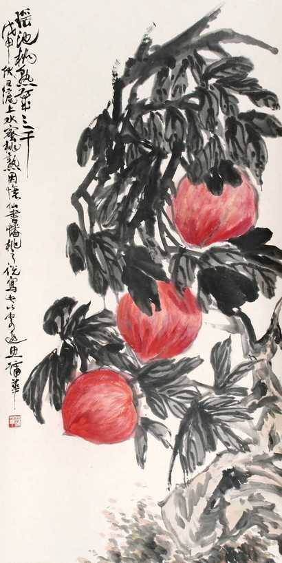 蒲华 瑶池桃熟三千年 立轴